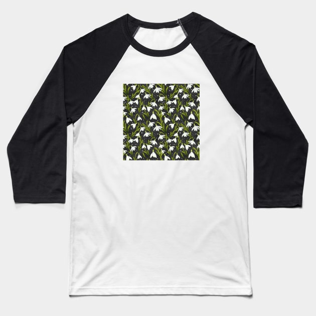 Snowdrop Flowers Baseball T-Shirt by Mitalim